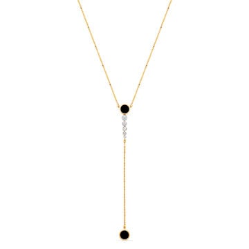 18KT Yellow Gold Charming Diamond and Onyx Necklace