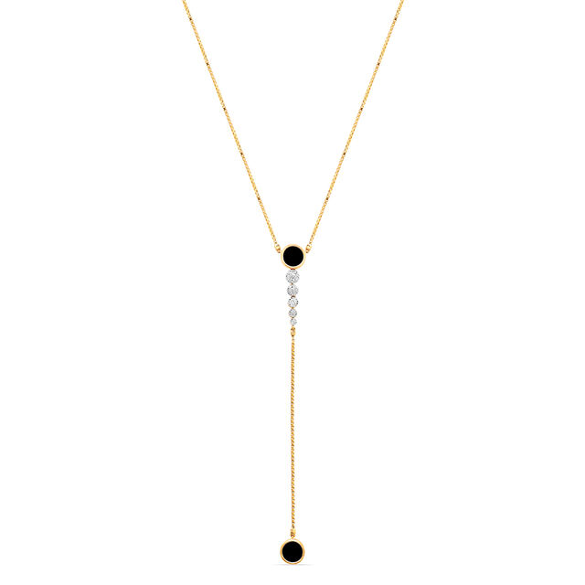 18KT Yellow Gold Charming Diamond and Onyx Necklace,,hi-res image number null