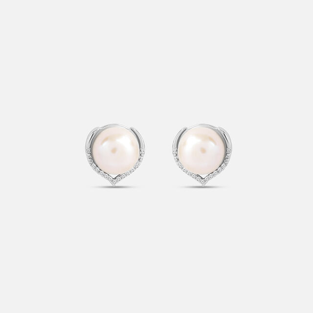 Sparkling Pearl Silver Drop Earrings,,hi-res image number null
