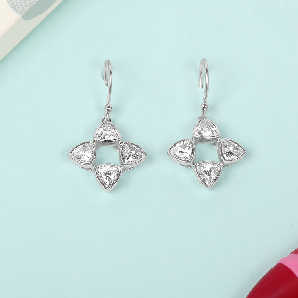 Buy Sparkly Sleek Silver Hoop Earrings Online Mia by Tanishq