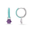 925 Silver Vibrant Floral Hoop Earrings with Amethysts,,hi-res view 2