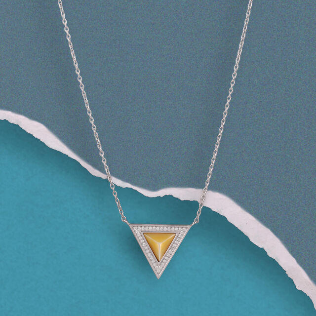 Sunny Geometric Mother of Pearl Silver Necklace,,hi-res image number null