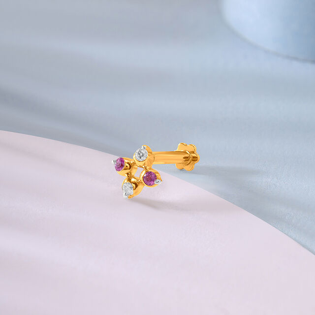 14KT Yellow Gold Diamond Nose Pin,,hi-res image number null