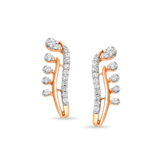 14kt Rose Gold Subtle Sparkle Diamond Hoop Earring,,hi-res image number null