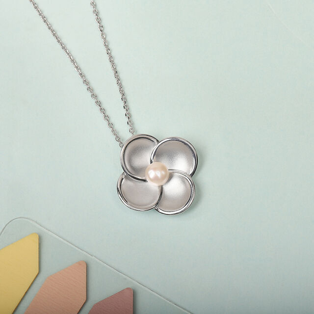 Timeless Petal Pearl Silver Pendant,,hi-res image number null