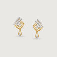 Architectural Chic Gold & Diamond Drop Earrings,,hi-res view 3