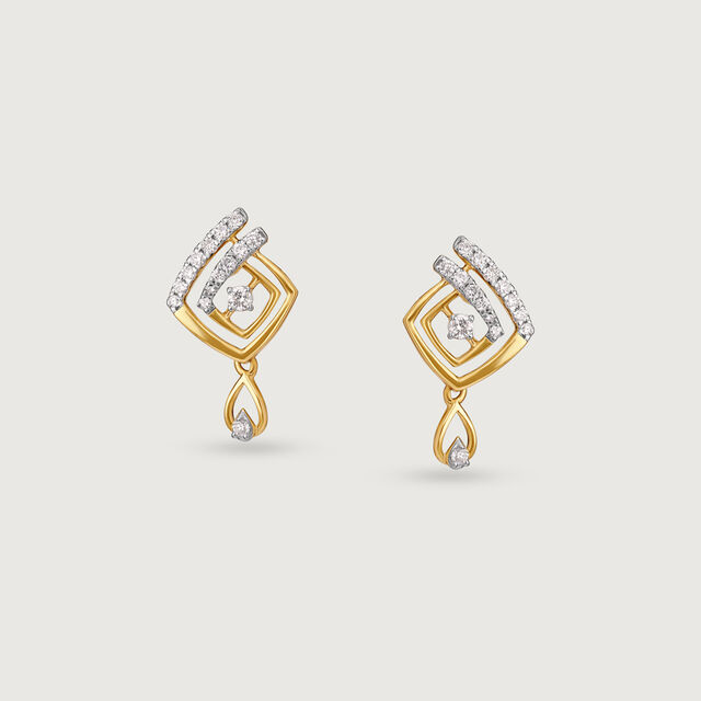 Architectural Chic Gold & Diamond Drop Earrings,,hi-res image number null