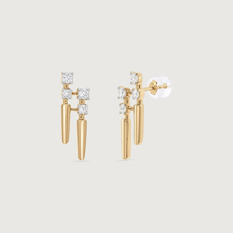 Linear Shift Diamond Stud Earrings