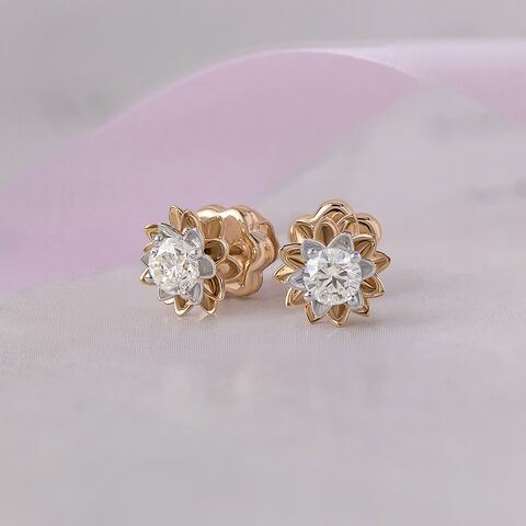 Eternal Bloom 14 kt Gold & Diamond Stud Earrings
