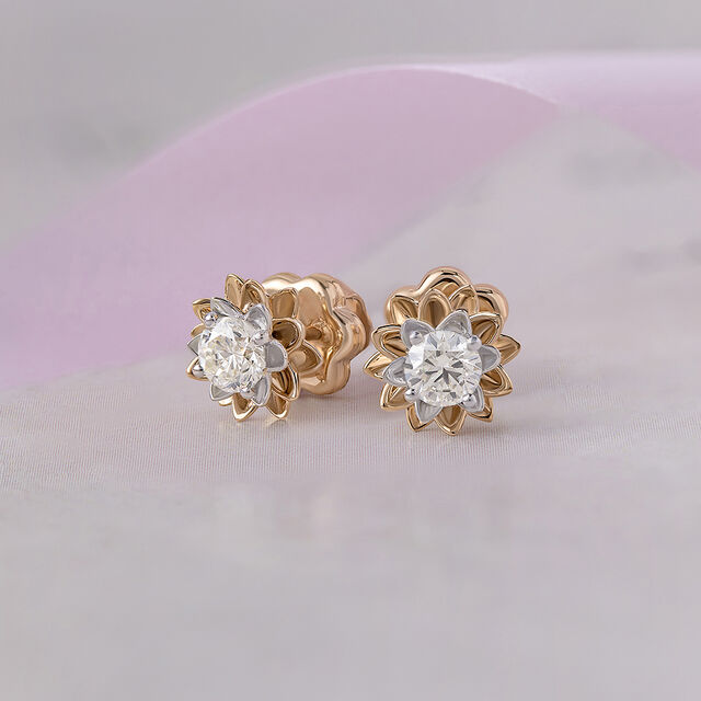 Eternal Bloom 14 kt Gold & Diamond Stud Earrings,,hi-res image number null