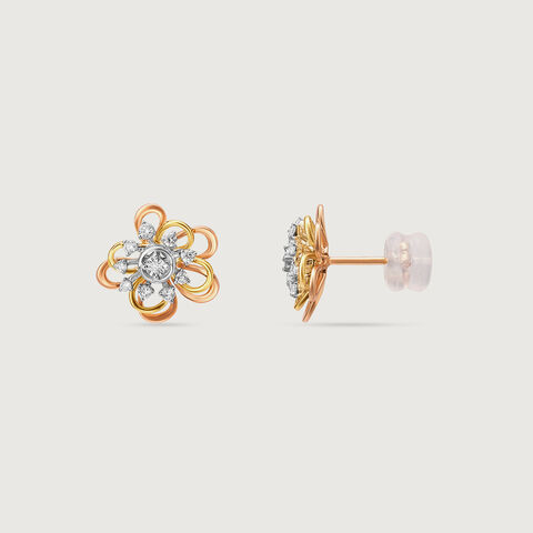 Forget Me Not Floral Diamond Stud Earrings
