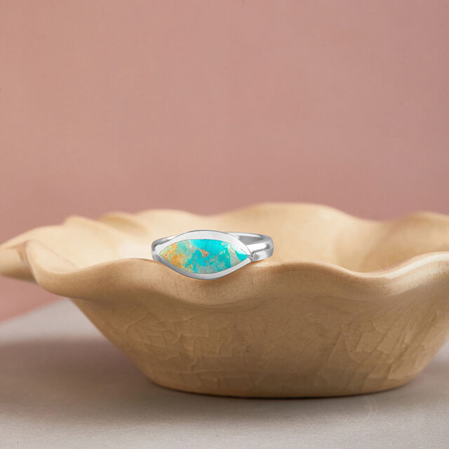 Turquoise Whisper Silver Finger Ring,,hi-res image number null