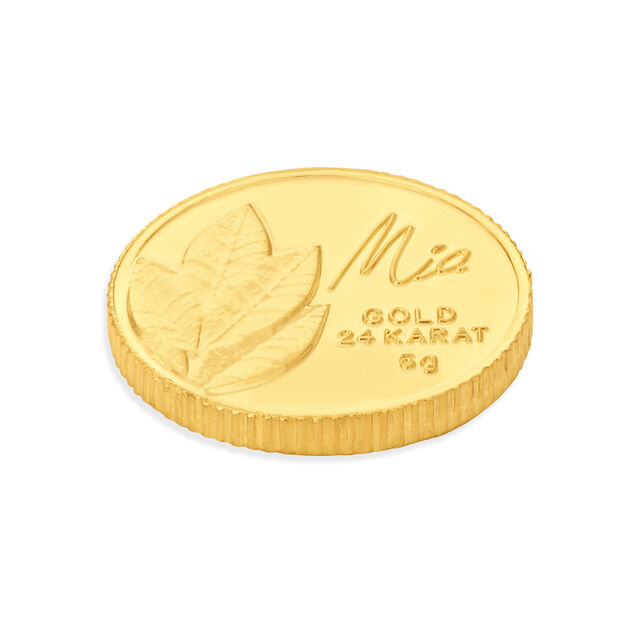 5 GM 24 Karat Mango Leaf Gold Coin,,hi-res image number null