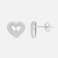Glowing Heart Silver Stud Earrings,,hi-res view 4