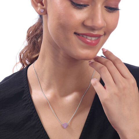 Cheeky Heart Silver Earrings and Necklace Set