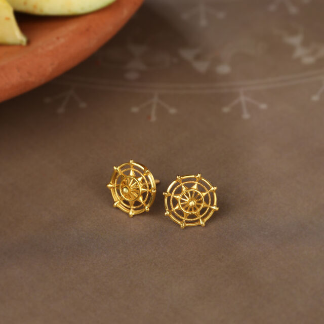 Chic Warli 22KT Gold Stud Earrings,,hi-res image number null