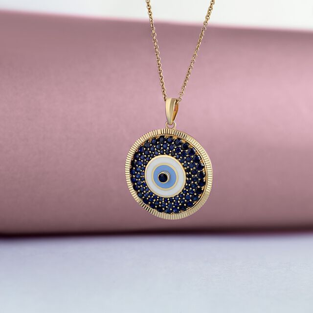 Orb of Protection Evil Eye Gold Pendant,,hi-res image number null