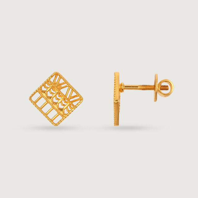 Warli Folklore 22KT Gold Stud Earrings,,hi-res image number null