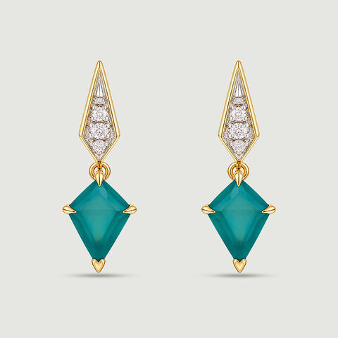 Bold Faceted Green Onyx Drop Earrings