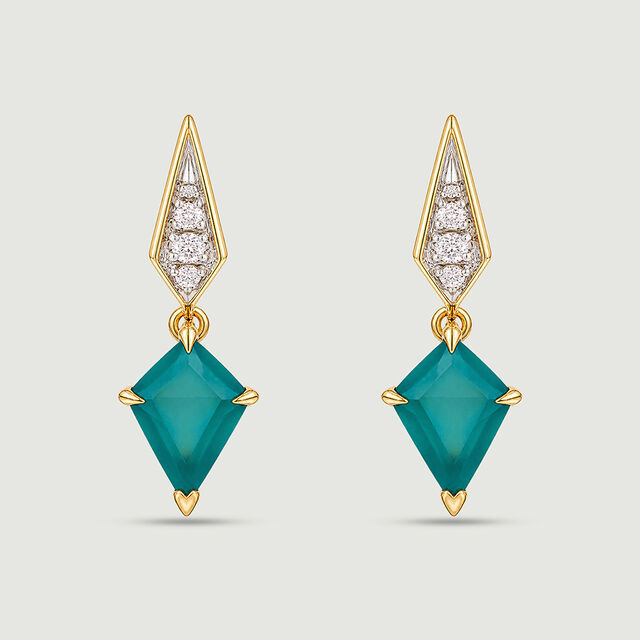 Bold Faceted Green Onyx Drop Earrings,,hi-res image number null