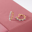 Starburst Luxe Gold & Diamond Hoop Earrings,,hi-res view 1