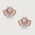 Dazzling Fan Gold & Diamond Stud Earrings,,hi-res view 3