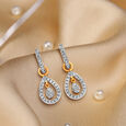 Teardrop Sparkle Diamond Hoop Earrings,,hi-res view 1