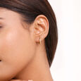 Hammered Texture Gold Hoop Earrings,,hi-res view 2
