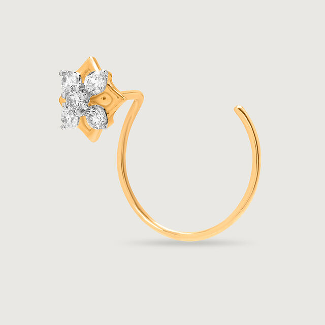 14KT Yellow Gold Diamond Nose Pin,,hi-res image number null