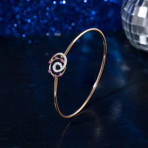 Spiral Grace Gold & Diamond Bangle