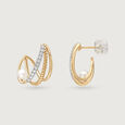 Pearl Planets in Orbit 14KT Hoop Earring,,hi-res view 4