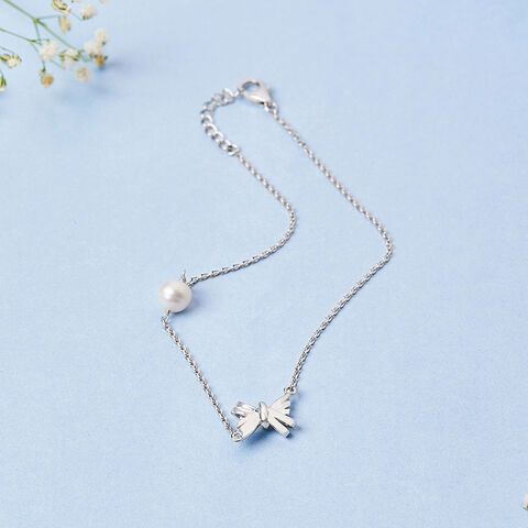 Chic Timeless Peral Silver Anklet