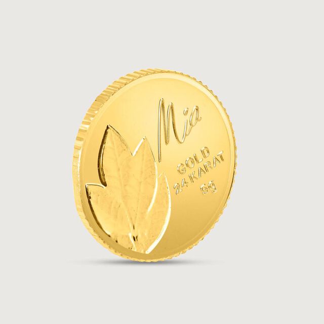 5 GM 24 Karat Mango Leaf Gold Coin,,hi-res image number null