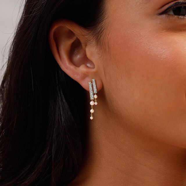 Minimal Geo Diamond Drop Earrings,,hi-res image number null