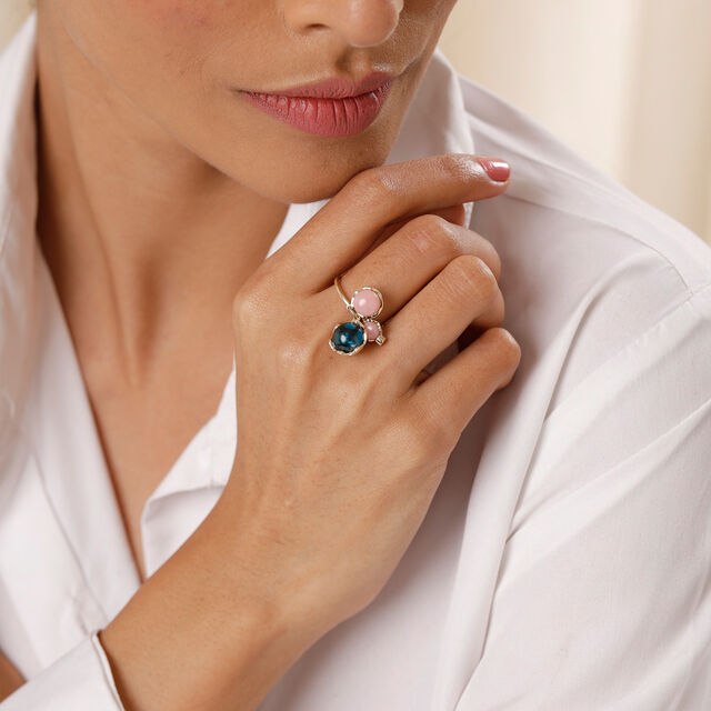 Trilogy Orbs 14 KT Dark Pink Sapphire Ring,,hi-res image number null