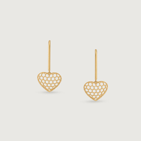 Honeyed Heart Gold Hoop Earrings