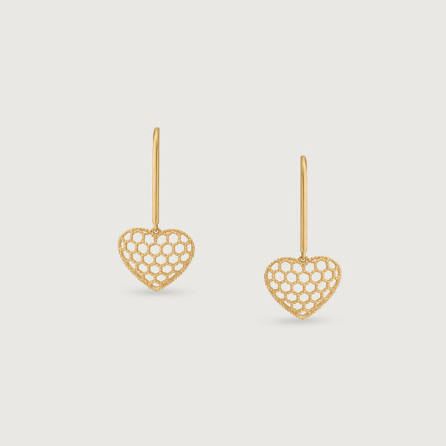 Honeyed Heart Gold Hoop Earrings,,hi-res image number null