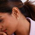Twisted Oval Gold Hoop Earrings,,hi-res view 2