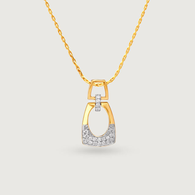 Studded Oval Gold & Diamond Pendant,,hi-res image number null