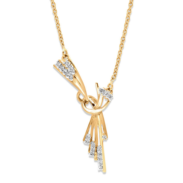 14KT Yellow Gold Knot Tied Diamond Necklace,,hi-res view 2