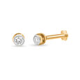 14KT Yellow Gold Oval Diamond Stud Earrings,,hi-res view 2
