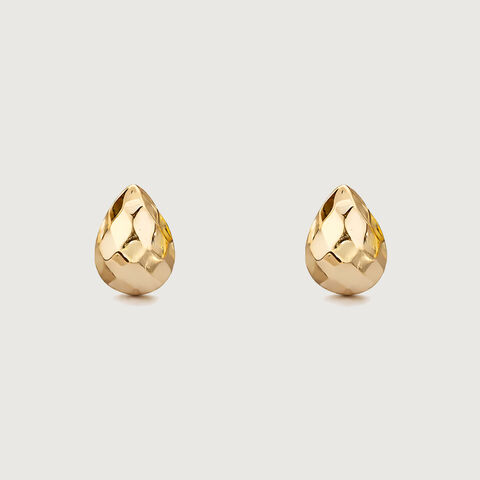 Facet Teardrop Gold Stud Earrings
