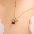 Winged Heart 14KT Gold, Diamond & Pink Garnet Pendant with Chain,,hi-res view 1