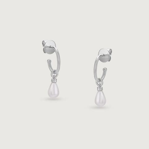 Dainty Drip Silver Hoop Earrings