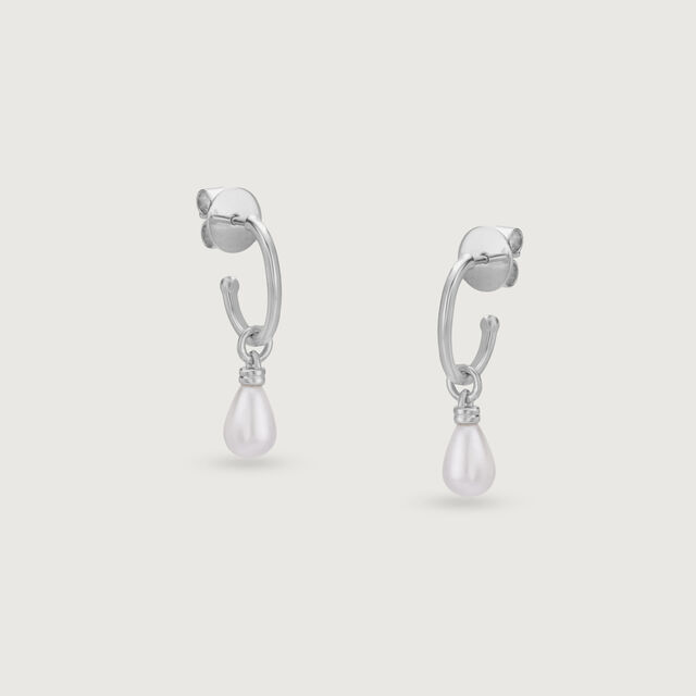 Dainty Drip Silver Hoop Earrings,,hi-res image number null