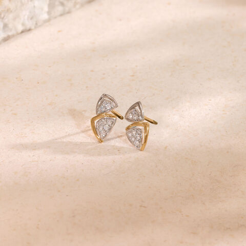Architectural Poised Diamond Platinum Gold Stud Earrings