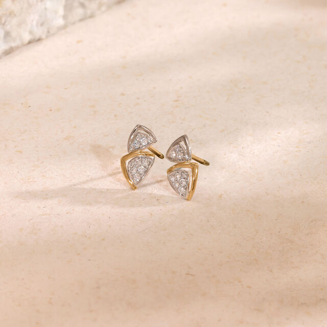 Architectural Poised Diamond Platinum Gold Stud Earrings,,hi-res image number null