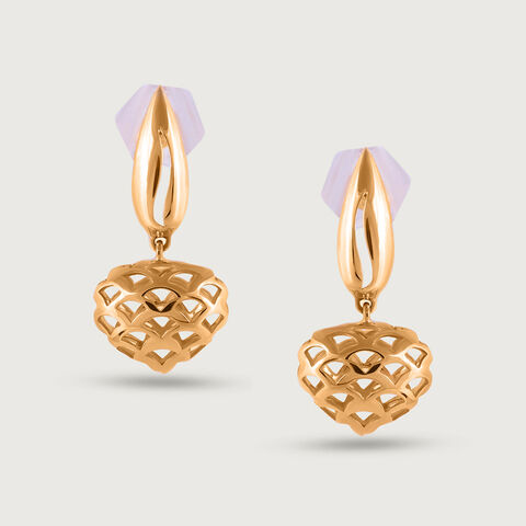 Lattice Heart Gold Drop Earrings