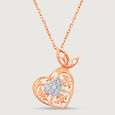Dazzling Heart 14KT Rose & White Gold Diamond Pendant with Chain,,hi-res view 3