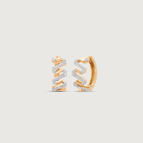 Electric Ziggle Diamond Hoop Earrings